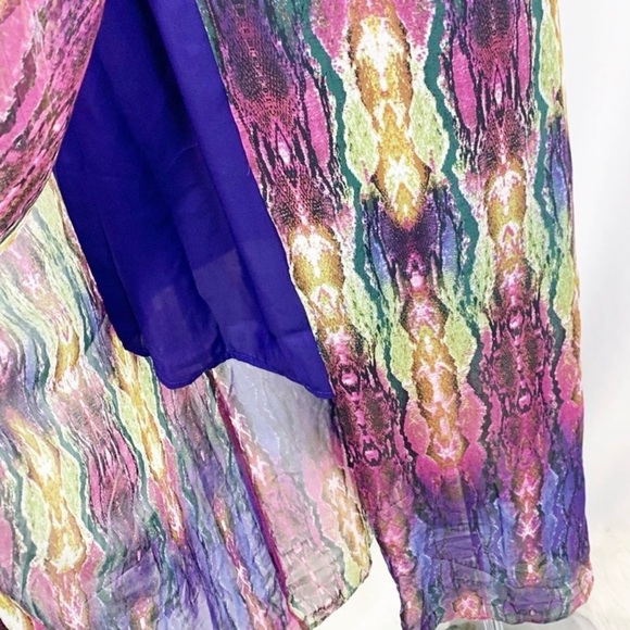 Anthropologie Charlie Jade Purple and Green Snakeskin V-Neck Maxi Dress | Size S - Picture 6 of 11